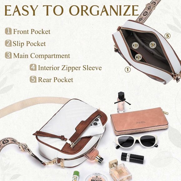 Crossbody Purse Vegan Leather Small Shoulder Bag with Detachable Strap - Picture 2 of 7